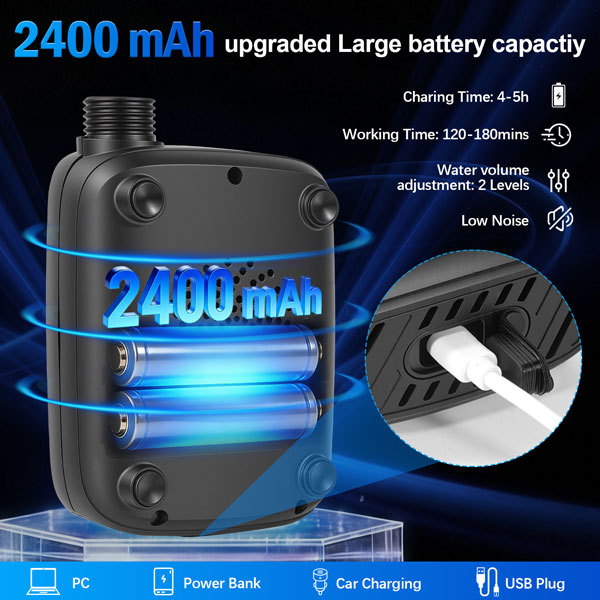 2400mAh battery powered outdoor shower pump with LED display